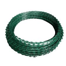 Double Galvanized Green Razor Wire, 10 meters per roll